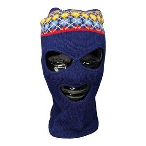 Men's Navy Blue with Argyle Knit Full Face Mask One Size